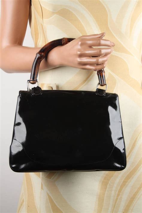 gucci patent leather bamboo bag|gucci black patent leather handbag.